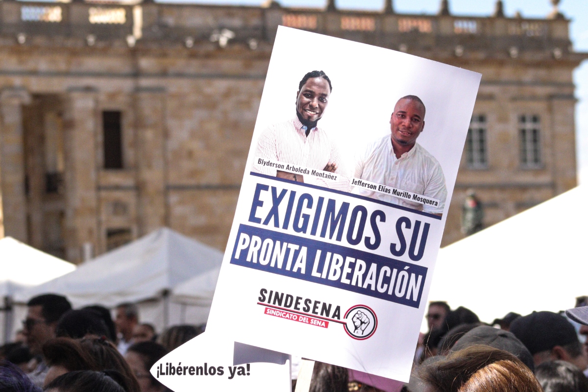 Trabajadores del Sena pidieron la liberación de sus compañeros secuestrados - Foto: Doomo Editorial