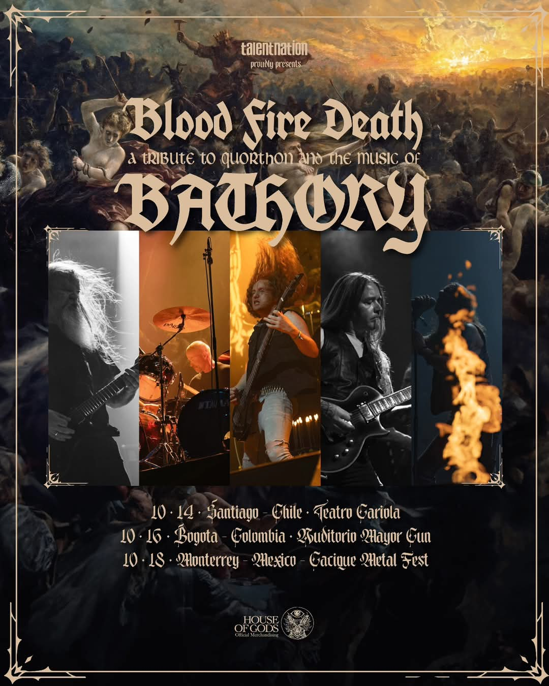 Blood Fire Death, una súper banda de black metal creada en honor a Quorton, fundador de Bathory. Estará en el auditorio mayor CUN este 16 de octubre