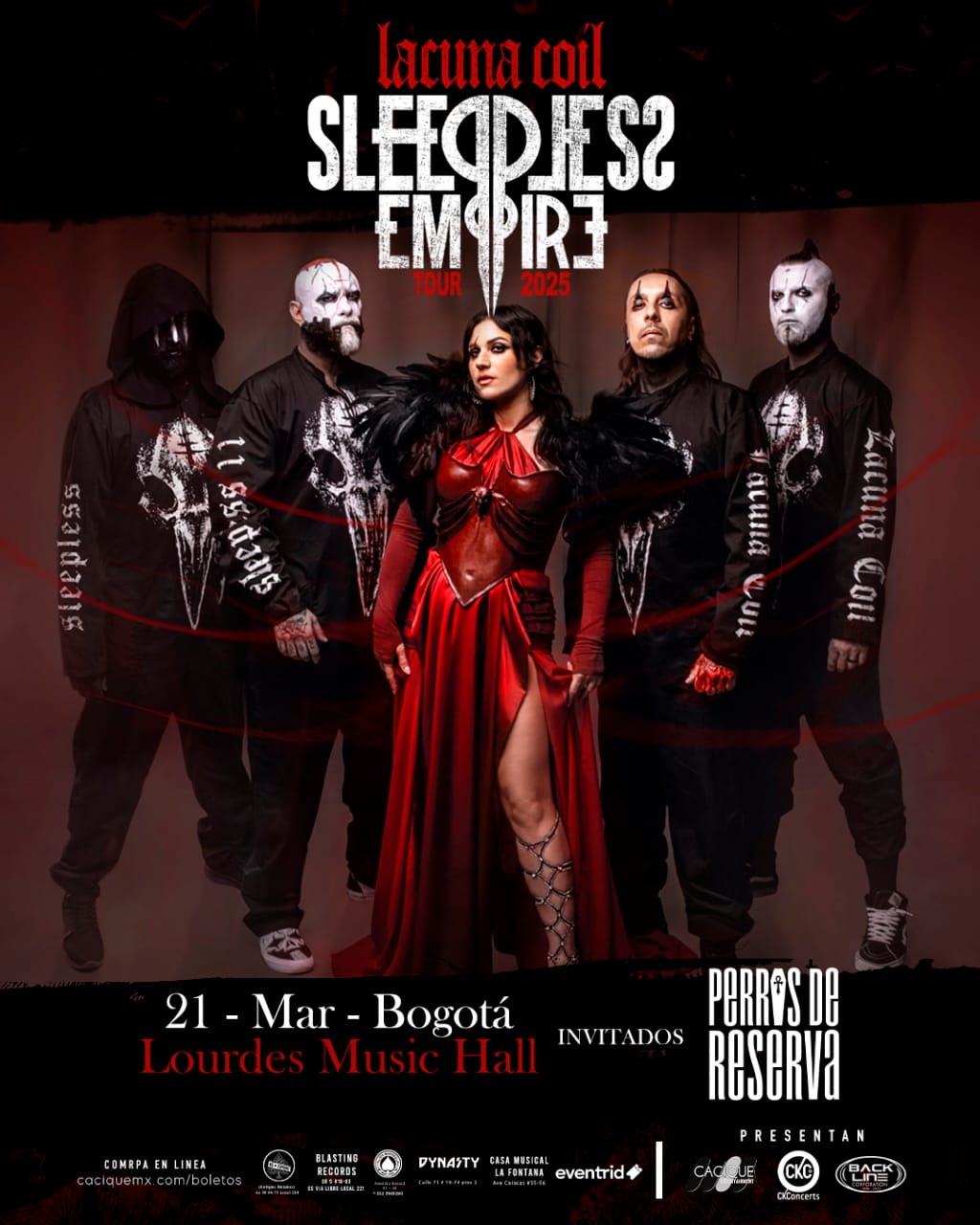 Lacuna Coil es una de las bandas de metal gótico más relevantes de Europa y del mundo. La voz de Cristina Scabbia y su energía en el escenario son parte del sello de la agrupación - Foto: Cacique Entertainment