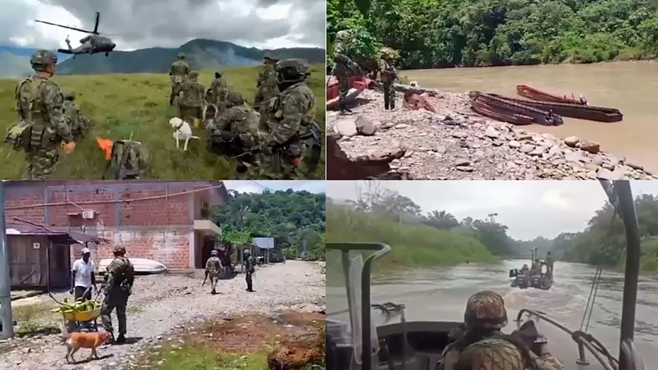 El refuerzo de tropas permite mantener puestos de control terrestres, fluviales y patrullas aéreas en todo el departamento para neutralizar posibles intenciones terroristas de los grupos al margen de la ley - Foto: Comando General de las Fuerzas Militares