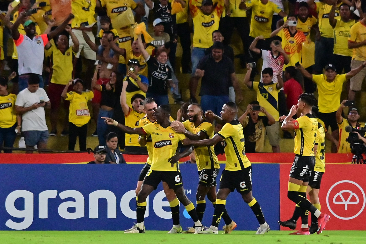 Janner Corozo, de Barcelona SC marcó dos de los tres goles de su equipo que les dan tranquilidad en el partido de vuelta que jugarán en Sao Paulo contra Corinthians - Foto: X/@Libertadores