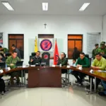 Reunión extraordinaria de seguridad, liderada por los ministros de Defensa e Interior, Pedro Sánchez y Armando Benedetti, en Popayán, en el que se entregaron detalles del rescate de 57 militares en el Cañón del Micay - Foto: Ministerio de Defensa