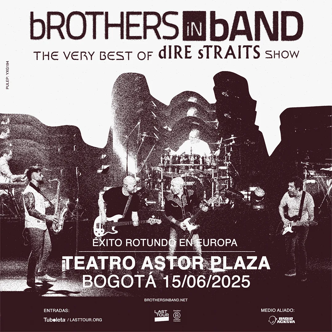 Durante más de dos horas de concierto, el público en Bogotá podrá disfrutar de un repertorio que recorre todas las etapas de la banda original, desde sus inicios en 1977 hasta su disolución en los 90. Entre los temas que interpretarán están clásicos como “Sultans of Swing”, “Money for Nothing”, “Romeo & Juliet”, “Tunnel of Love” y “Telegraph Road” - Foto: bROTHERS iN bAND