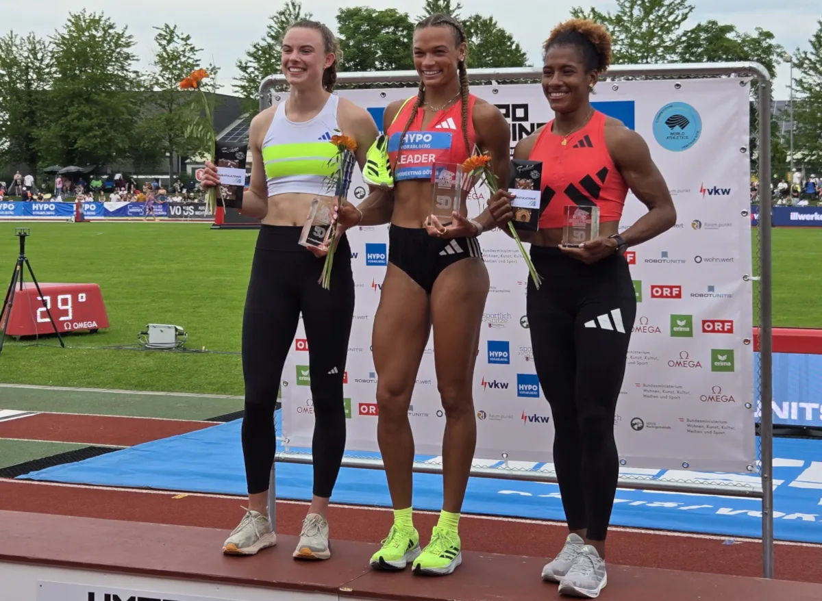 Araujo sumó 6.475 puntos, y escoltó a la estadounidense Anna Hall (oro con 7.032 pts) y la holandesa Sofie Dokter (plata con 6.576 pts) - Foto: IDRD