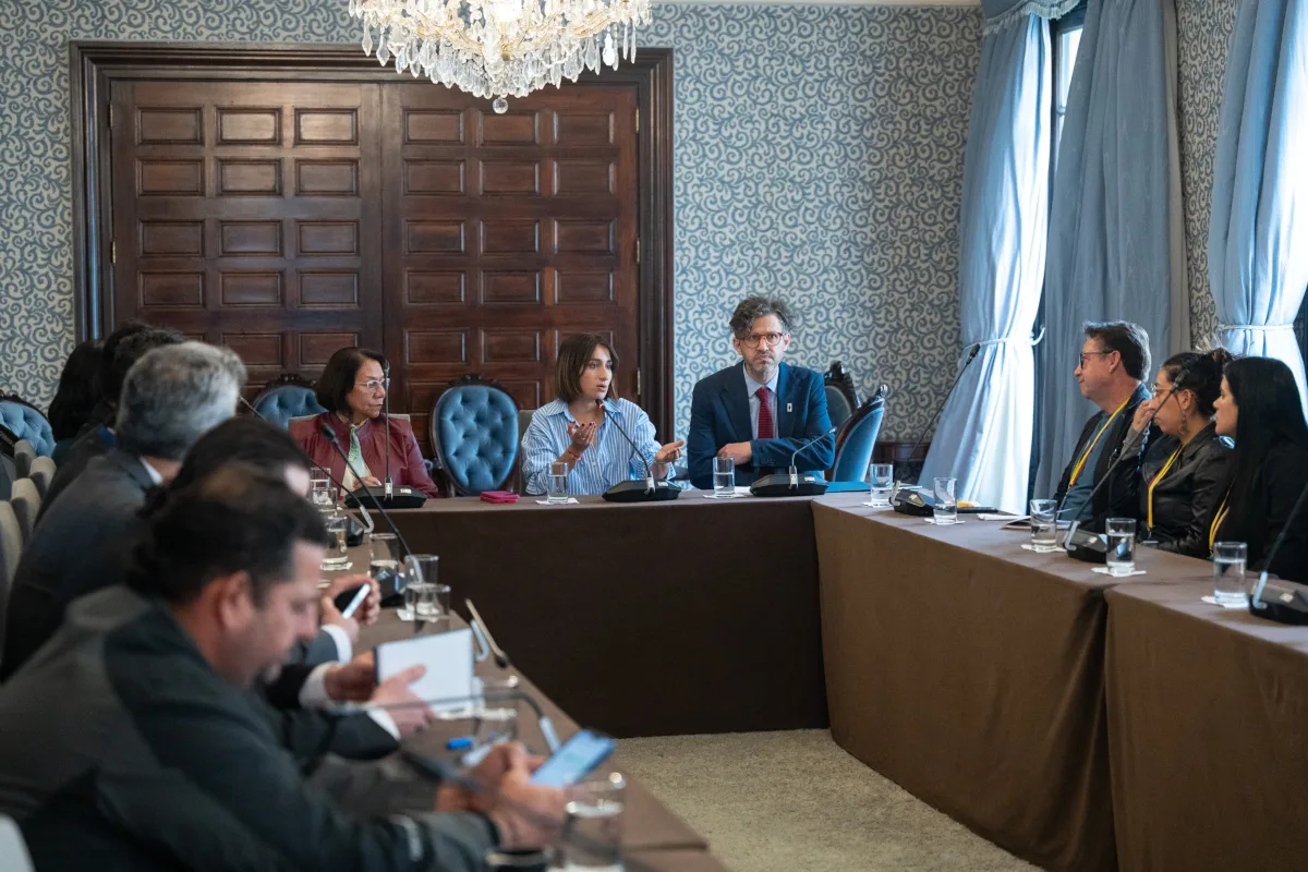 Durante el encuentro, en el que también participaron la Viceministra designada de Relaciones Exteriores, Yolanda Villavicencio, y el Viceministro de Asuntos Multilaterales, Mauricio Jaramillo, se escucharon los testimonios de varios de los familiares, quienes participaron de manera presencial y a través de videollamada - Foto: Cancillería