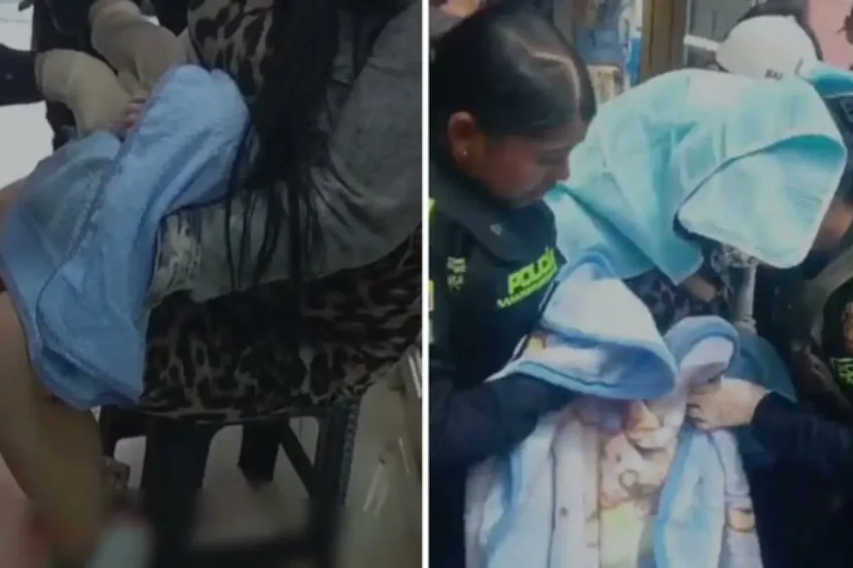 Patrulleras de la Policía asisten parto de emergencia en San Victorino - Foto: Captura de video
