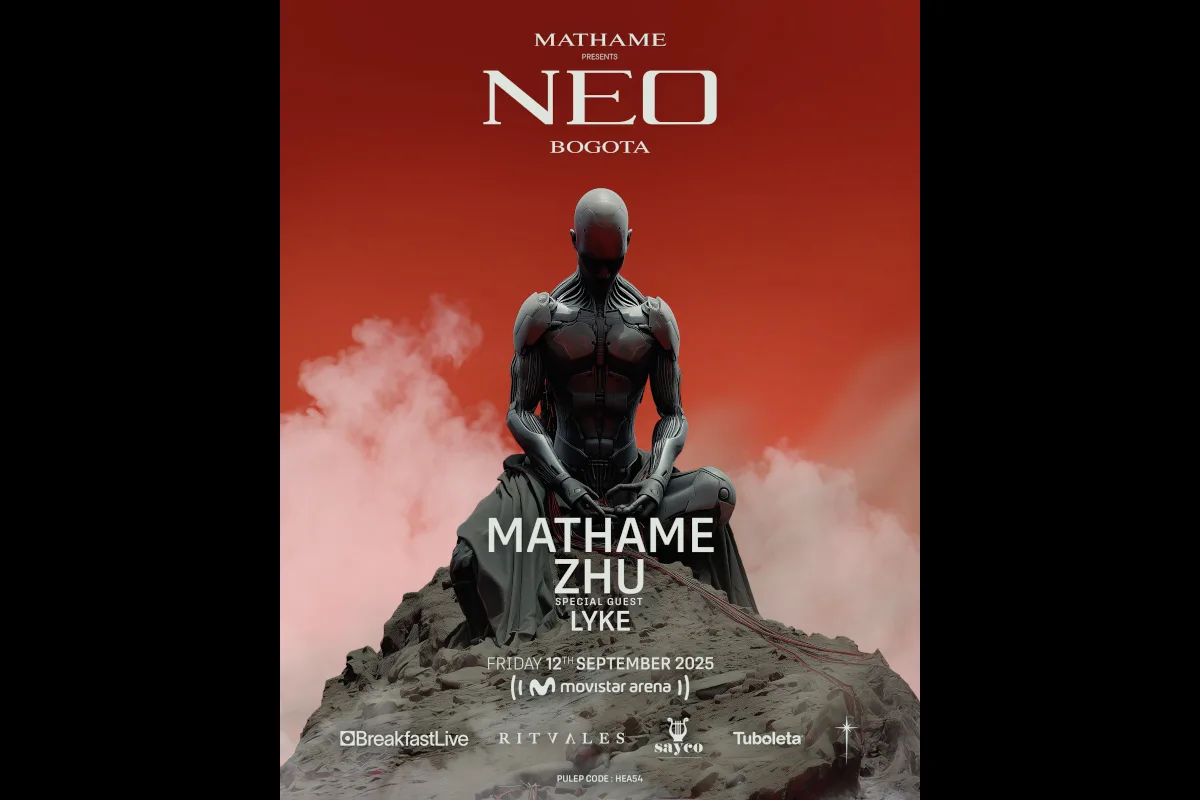 El encargado de abrir este ritval sonoro será el aclamado dúo italiano Mathame, que aterriza en Bogotá este 12 de septiembre con su show “Neo”, una propuesta sensorial y envolvente que ha cautivado audiencias en escenarios como Coachella, Tomorrowland y Afterlife - Foto: Breakfast Live