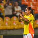 Leicy Santos fue una de las principales protagonistas del encuentro con dos goles, uno al minuto 6, con el que abrió el marcado y al 86 para ir consolidando la goleada - Foto: Federación Colombiana de Fútbol