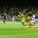 Luciano Pons, fue protagonista en el partido entre Bucaramanga y Fortaleza; lideró el ataque del equipo leopardo y abrió el marcador - Foto: Ronald Cano