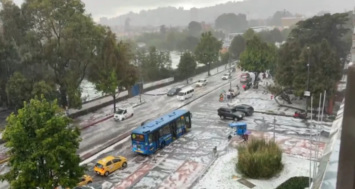 El granizo también generó emergencias; habitantes reportaron caída de hielo en algunas localidades del norte de la ciudad. Todo ello se sumó al estrés en las vías, con árboles caídos y riesgo vehicular - Foto: Captura Vídeo