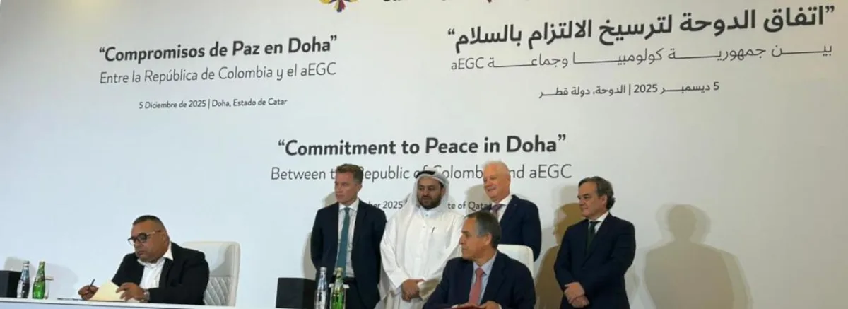 La firma es el resultado de dos rondas de conversaciones, donde el gobierno catarí actuó como anfitrión y mediador - Foto: Cancillería
