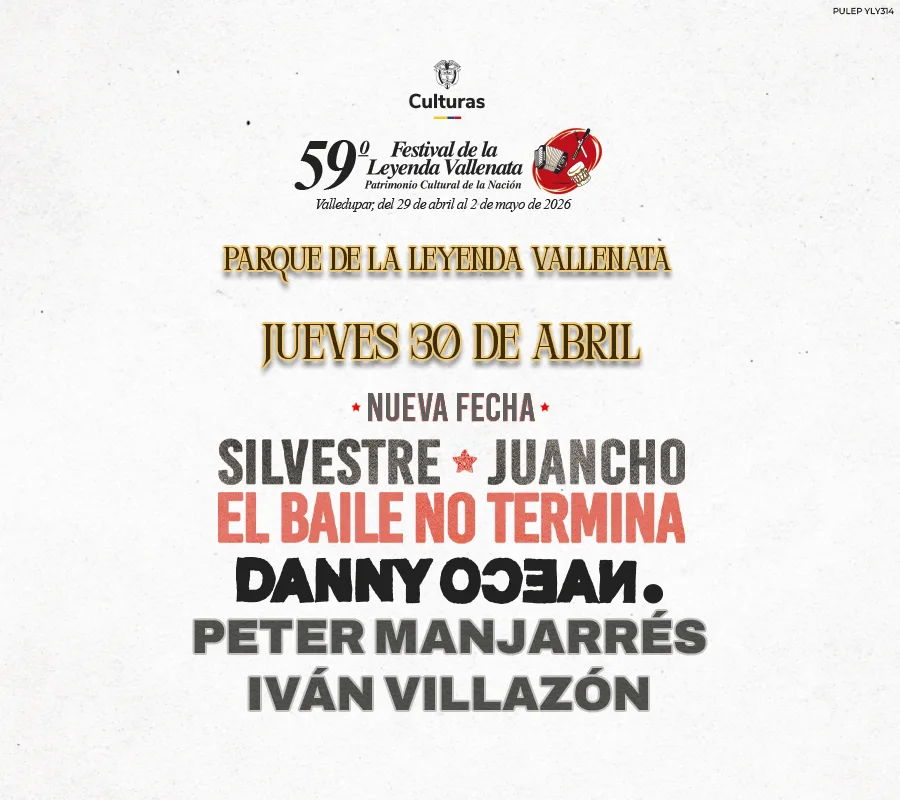 La noche del jueves 30 de abril estará acompañada además por dos voces fundamentales del vallenato: Iván Villazón y Peter Manjarrés, artistas que han marcado la historia del género y que se suman a esta celebración para reforzar el espíritu tradicional y emotivo que define al Festival de la Leyenda Vallenata - Foto: Breakfast Live
