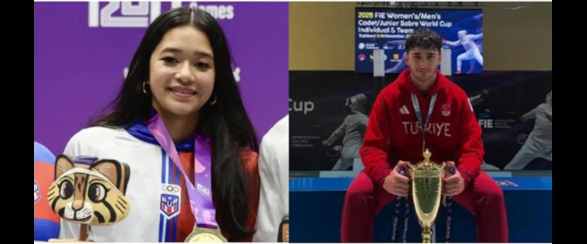 La puertorriqueña Gabriela Lee, número 2 del mundo, y el turco Furkan Yaman, número 1, estarán en Bogotá en la Copa Mundo de sable - Fotos: Panam Sports y @YamannFurkann, Instagram.